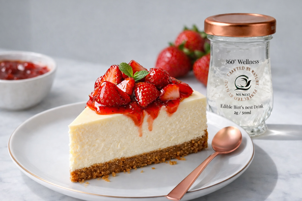 Bird's nest strawberry cheesecake